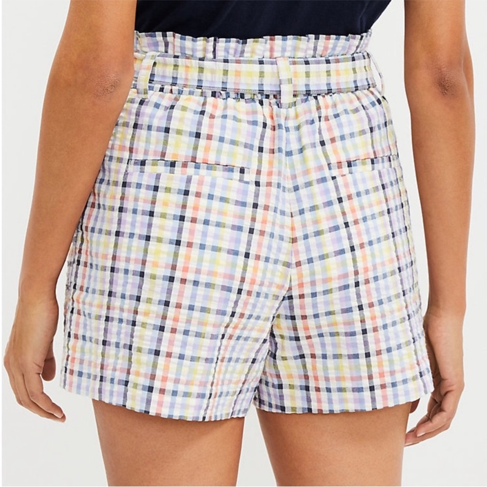 Loft women’s paper bag seersucker high waist shorts size large NWT - Picture 2 of 5